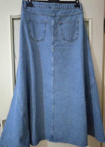 Uzun Mavi Denim Salaş Etek - Görsel 2