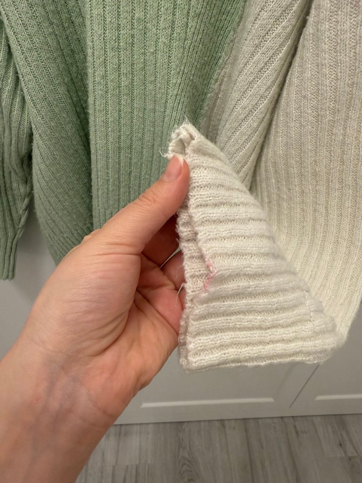 Yeşil-Beyaz Boğazlı Örgü Kadın Kazak - Görsel 3