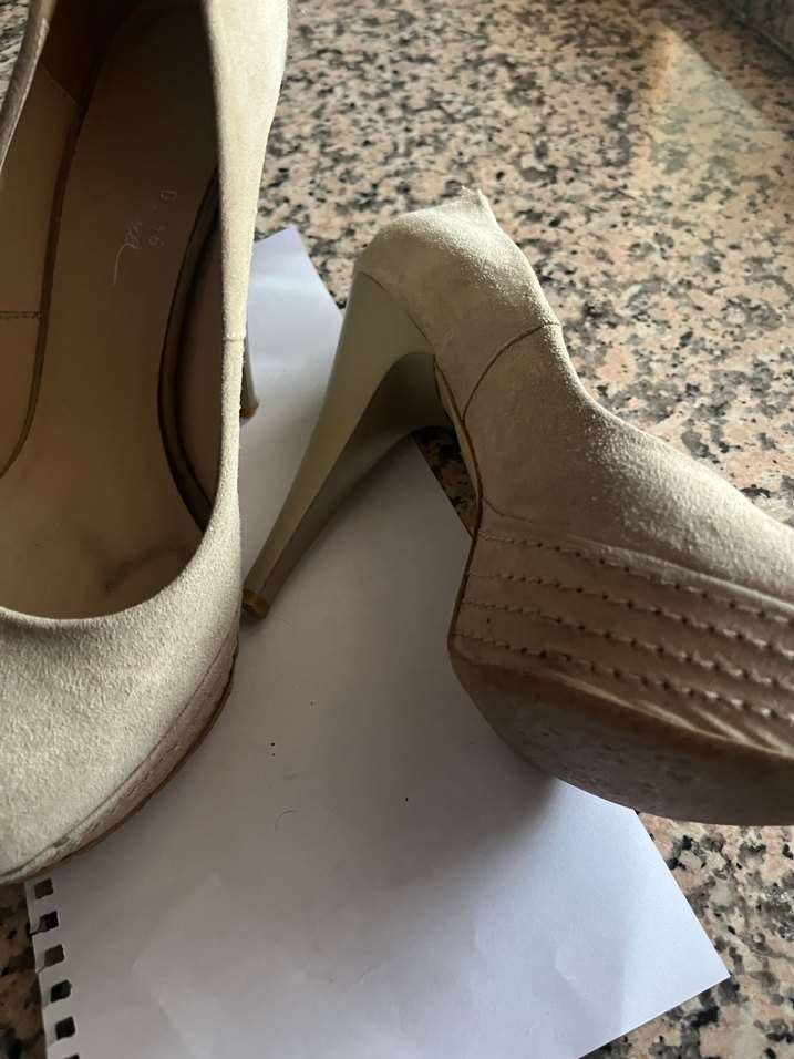 Bej Süet İnce Topuklu Kadın Ayakkabı - Görsel 2