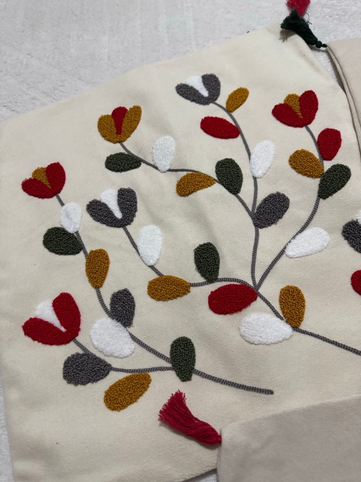 Renkli Nakışlı Bohem Yastık Kılıfı - Görsel 3