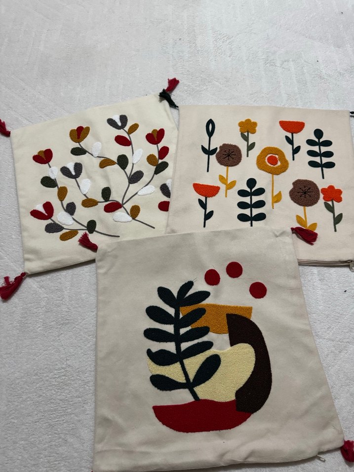 Renkli Nakışlı Bohem Yastık Kılıfı - Görsel 4