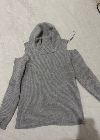 Gri Kadın Triko Boğazlı Kazak - Görsel 2