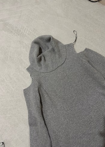 Gri Kadın Triko Boğazlı Kazak - Görsel 3