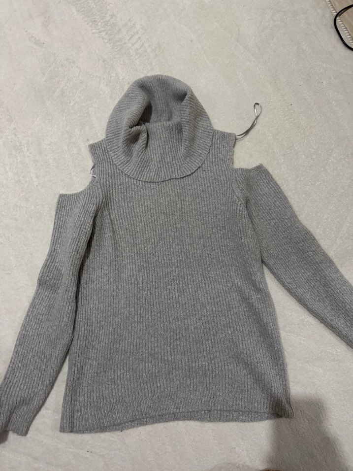 Gri Kadın Triko Boğazlı Kazak - Görsel 2