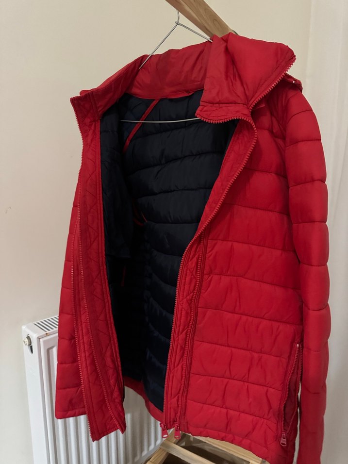 Kırmızı Fermuarlı Kadın Kışlık Mont - Görsel 3