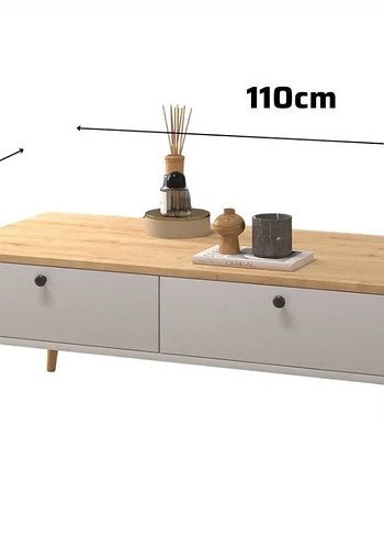 Ahşap Üstlü Beyaz orta sehpa - Görsel 3