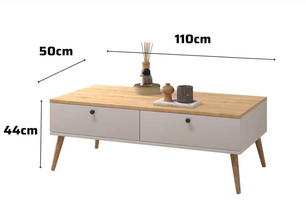 Ahşap Üstlü Beyaz orta sehpa - Görsel 3