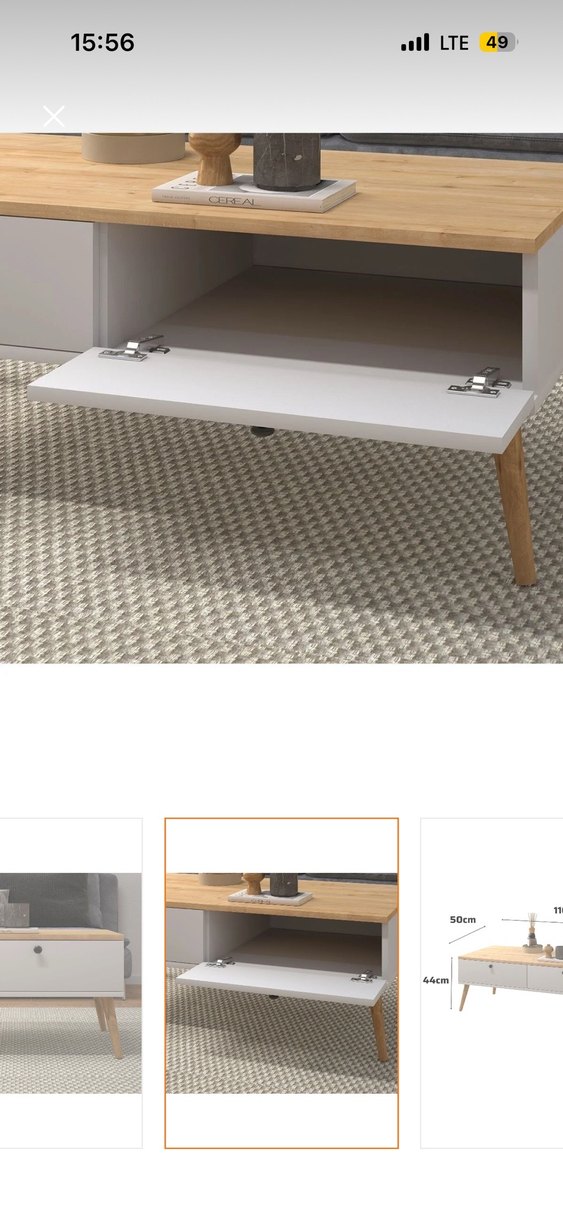 Ahşap Üstlü Beyaz orta sehpa - Görsel 2