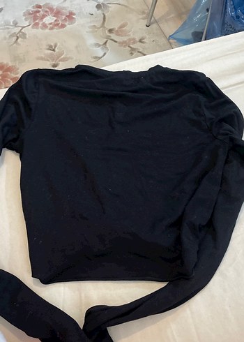 Siyah Uzun Kollu Drapeli Hamile Üstü - Görsel 3