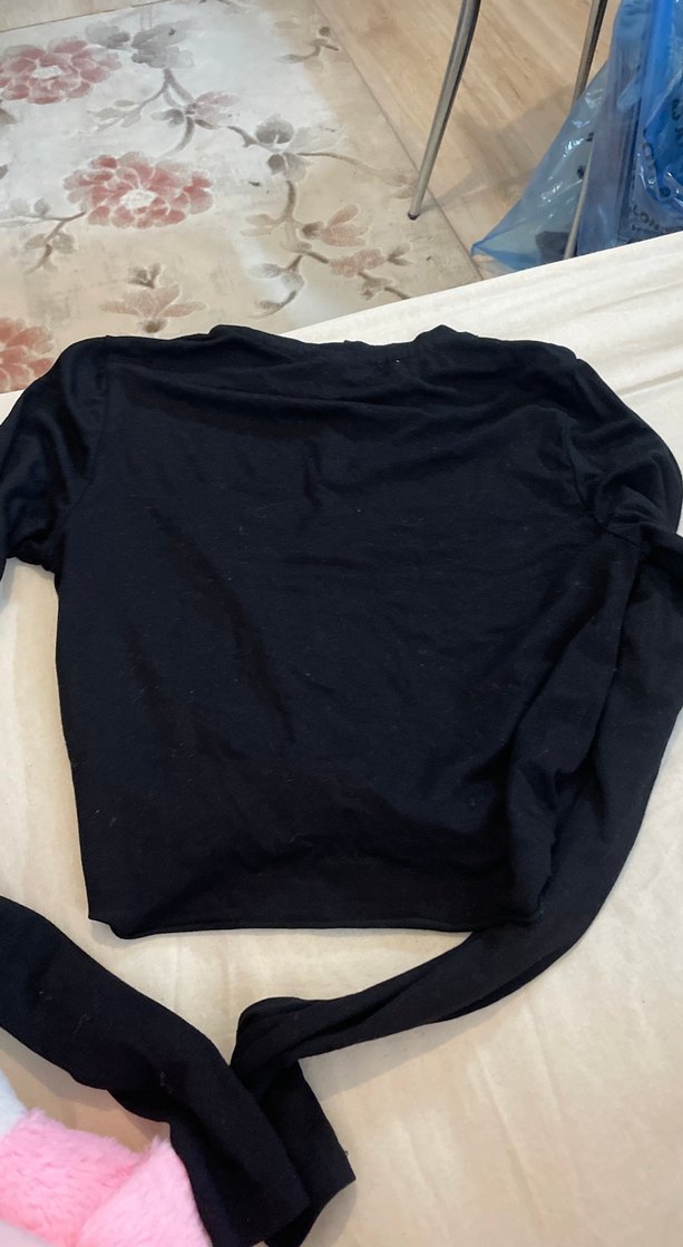 Siyah Uzun Kollu Drapeli Hamile Üstü - Görsel 3