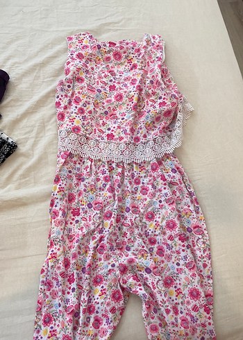 Dantel Detaylı Pembe Çiçekli Hamile Tulum - Görsel 3