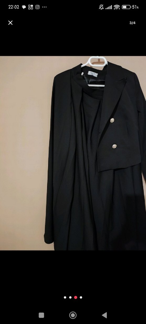 uzun etek kısa ceket takım siyah - Görsel 2