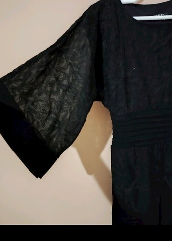 Uzun Siyah hafif simli  Elbise - Görsel 3