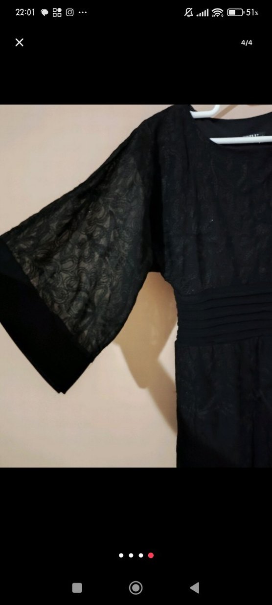 Uzun Siyah hafif simli  Elbise - Görsel 3