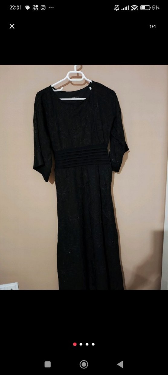 Uzun Siyah hafif simli  Elbise - Görsel 2