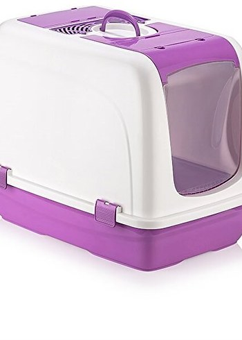 Renkli Kapaklı Kedi Tuvalet Kabı Mavi - Görsel 2