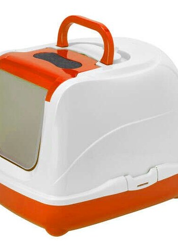 Renkli Kapaklı Kedi Tuvalet Kabı Mavi - Görsel 4