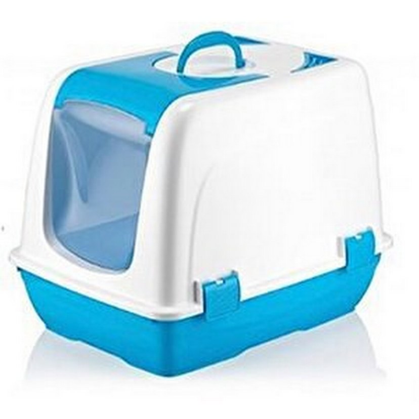 Renkli Kapaklı Kedi Tuvalet Kabı Mavi - Görsel 3