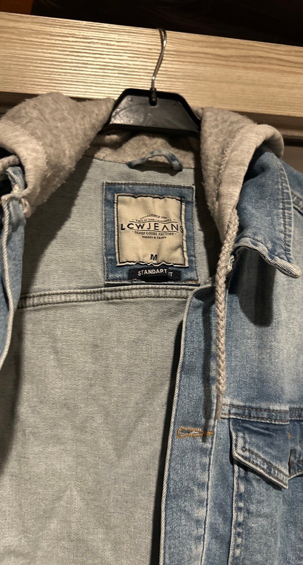 Gri Kapüşonlu Denim Ceket - Görsel 2