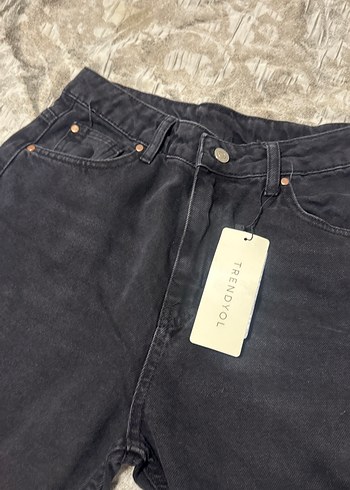 Gri Kadın Kot Pantolon Bol Kesim - Görsel 4