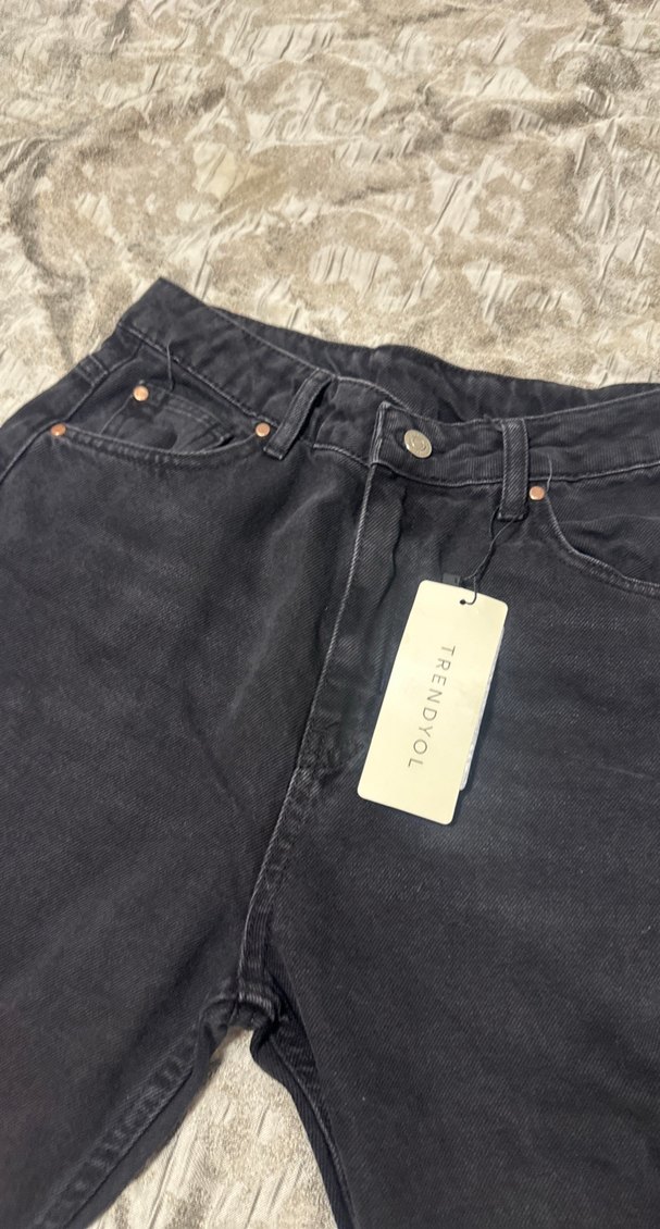 Gri Kadın Kot Pantolon Bol Kesim - Görsel 4