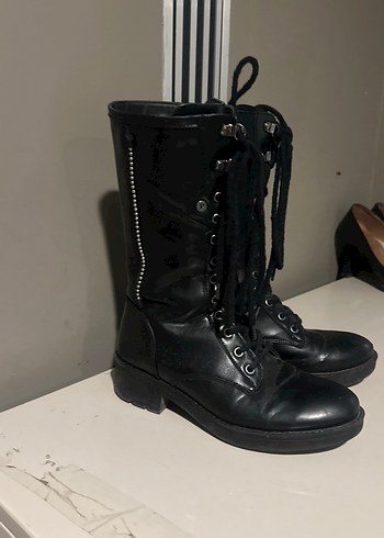 Siyah Deri Gotik Stiletto Topuklu Botlar - Görsel 2