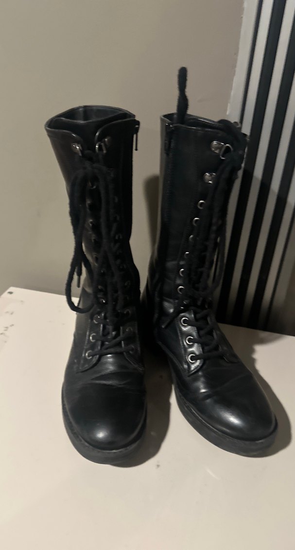 Siyah Deri Gotik Stiletto Topuklu Botlar - Görsel 3