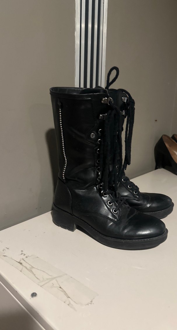 Siyah Deri Gotik Stiletto Topuklu Botlar - Görsel 2