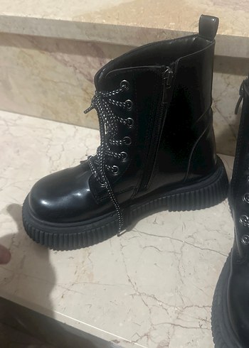 Siyah Lastik Goth Tarzı çocuk  Bot - Görsel 2