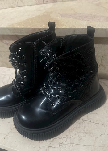Siyah Lastik Goth Tarzı çocuk  Bot - Görsel 3