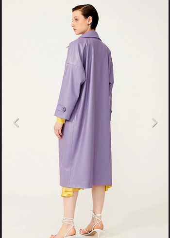Mor Uzun Kadın Trençkot - Görsel 2