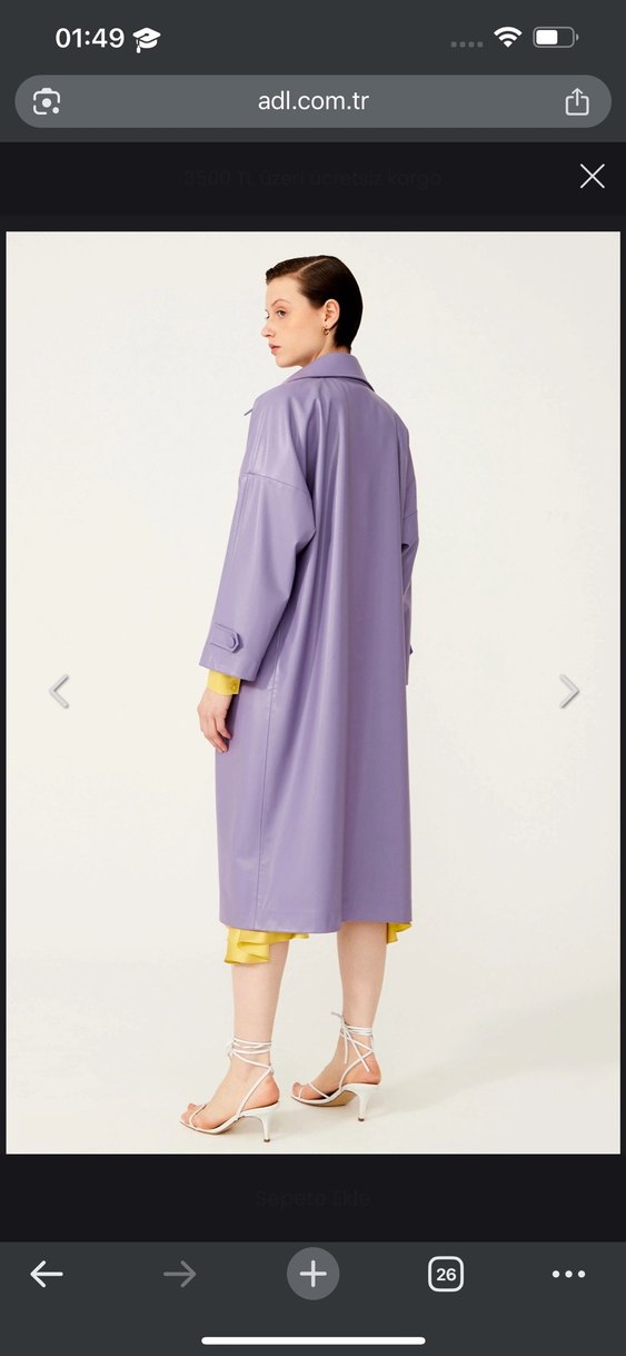 Mor Uzun Kadın Trençkot - Görsel 2