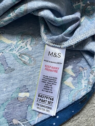 10 Yaş Beden mavi Renk Marks&spencer pijama