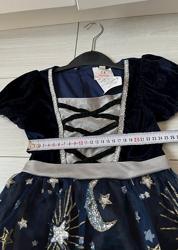 7 Yaş Beden lacivert Renk Navy Kız Çocuk Nakışlı Gotik Elbise