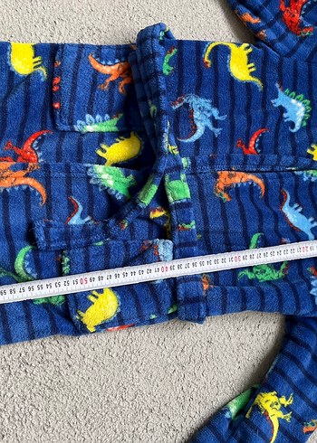 Kapüşonlu Erkek Çocuk Renkli Dinazor Desenli sabahlık - Görsel 2