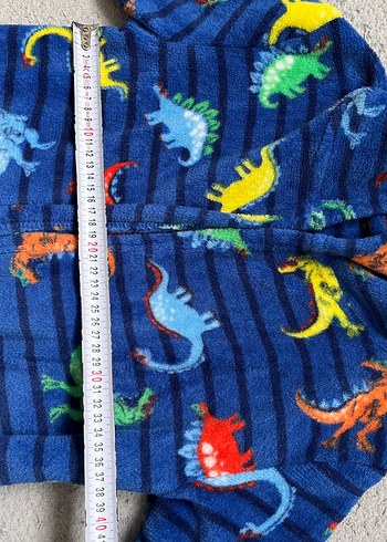 Kapüşonlu Erkek Çocuk Renkli Dinazor Desenli sabahlık - Görsel 3