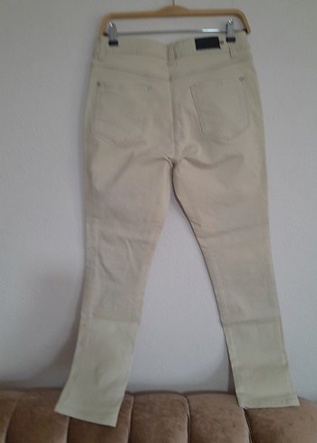 xl Beden ten rengi Renk Bej Baskılı Kadın Denim Pantolon