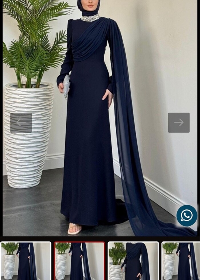 Yandan pelerinli abiye lacivert - Görsel 2