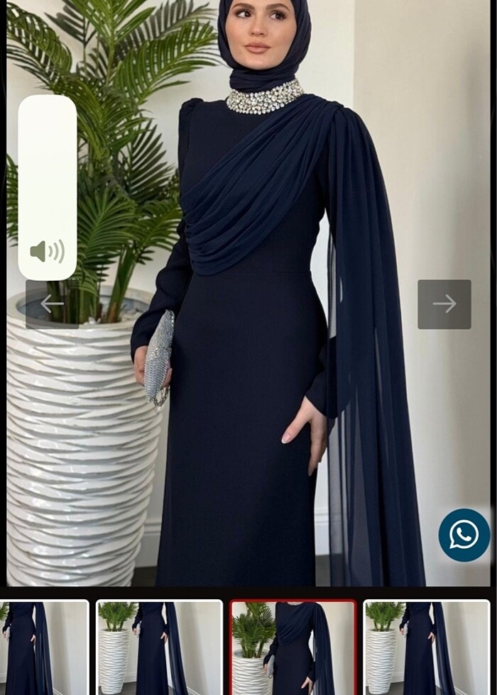 Yandan pelerinli abiye lacivert - Görsel 3