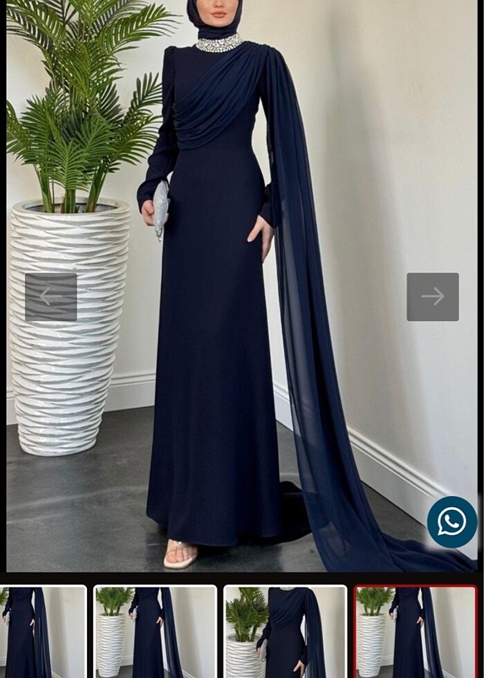 Yandan pelerinli abiye lacivert - Görsel 4