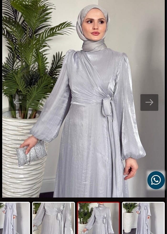 Bağlamalı abiye gri - Görsel 3