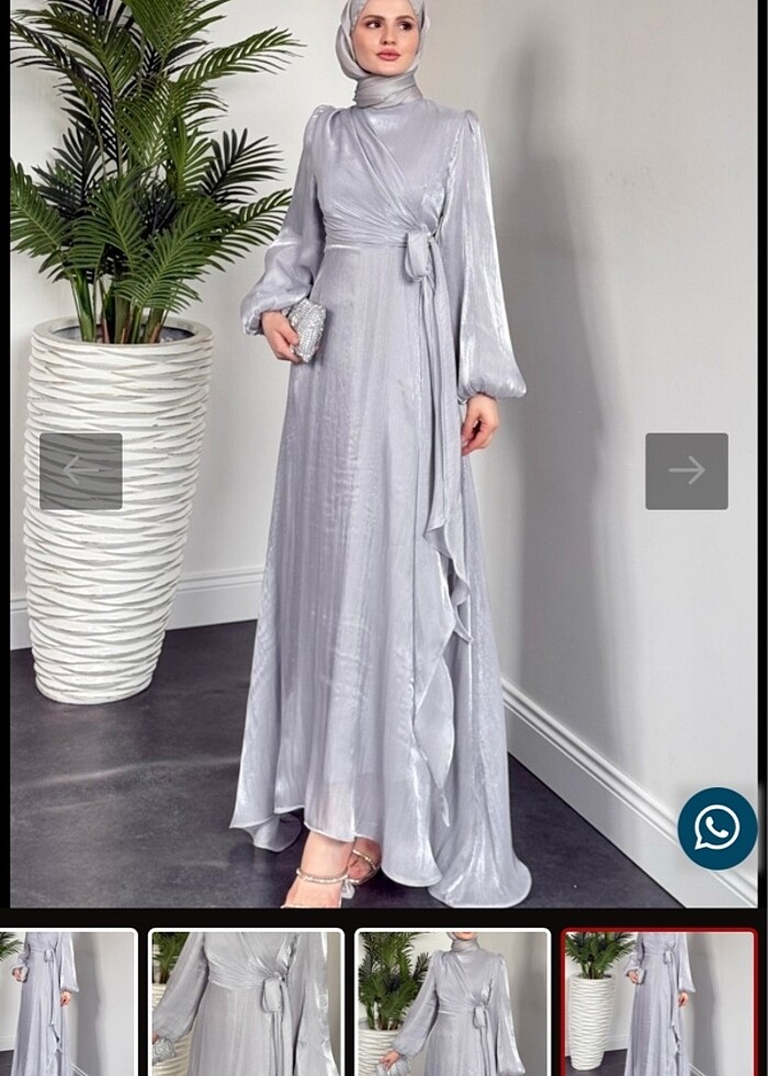 Bağlamalı abiye gri - Görsel 4