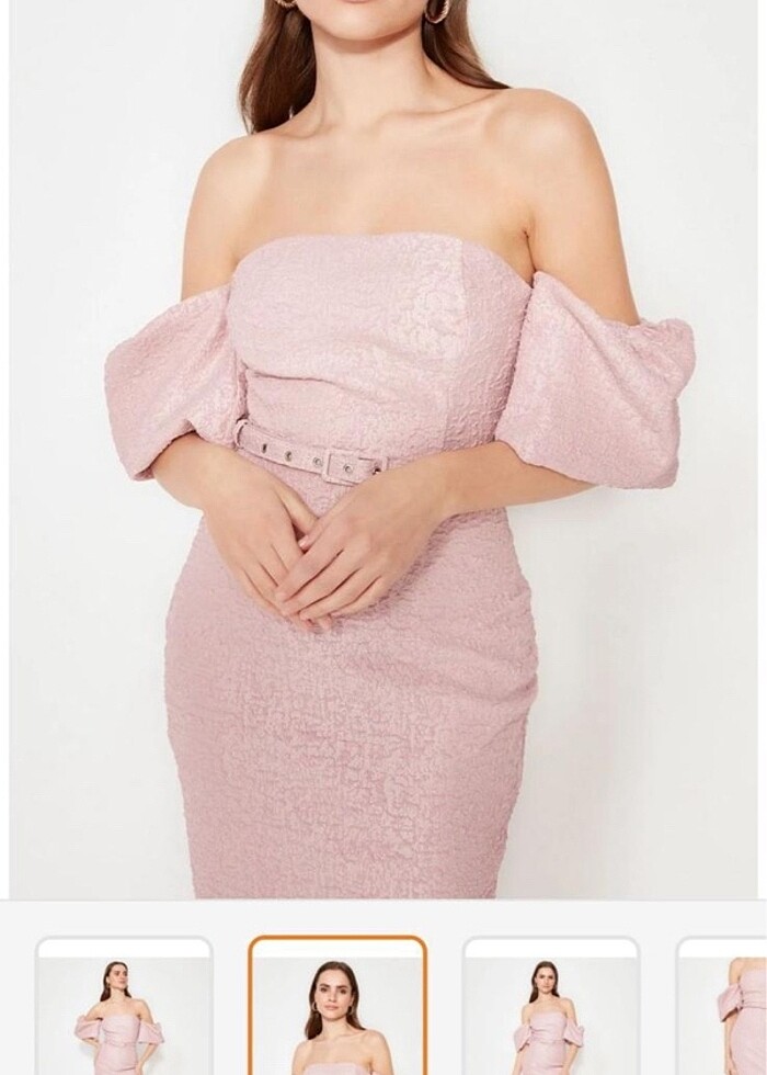 Pudra pembe abiye - Görsel 3