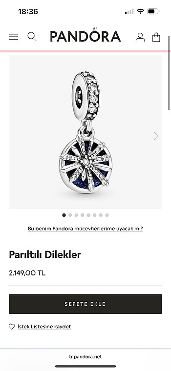  Beden beyaz Renk Orijinal pandora charm