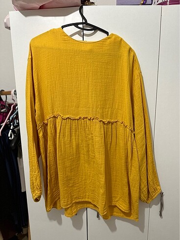 Hardal müslin kumaş tunik