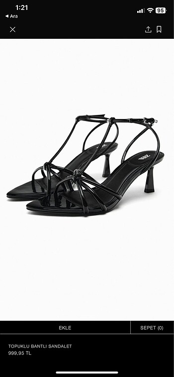 Zara siyah topuklu sandalet (etiketli)