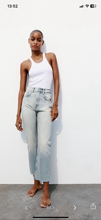 Zara straight fit yüksek bel jean