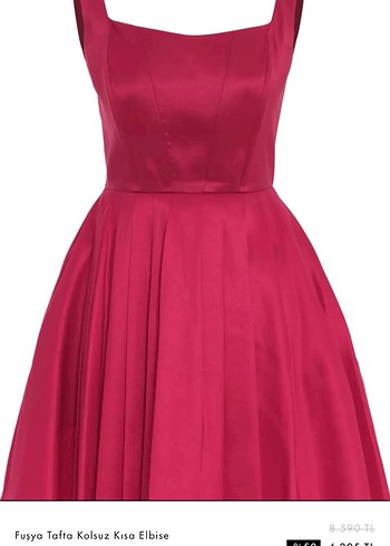 Pembe Tafta Kolsuz Midi Elbise