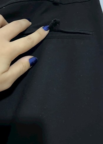 Siyah kumaş kapri Pantolon - Görsel 5