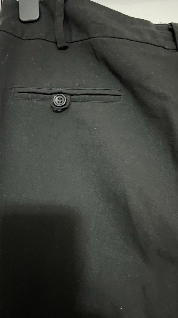 Siyah kumaş kapri Pantolon - Görsel 4